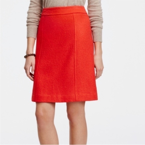 Ann Taylor Womens Boiled Wool Red A-Line Skirt Fully Lined Size 6 - Picture 1 of 6